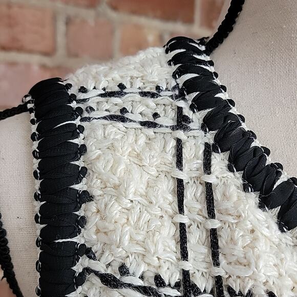 Tory Burch Black Ivory Sleeveless Tweed Midi Dress Medium - Picture 3 of 15